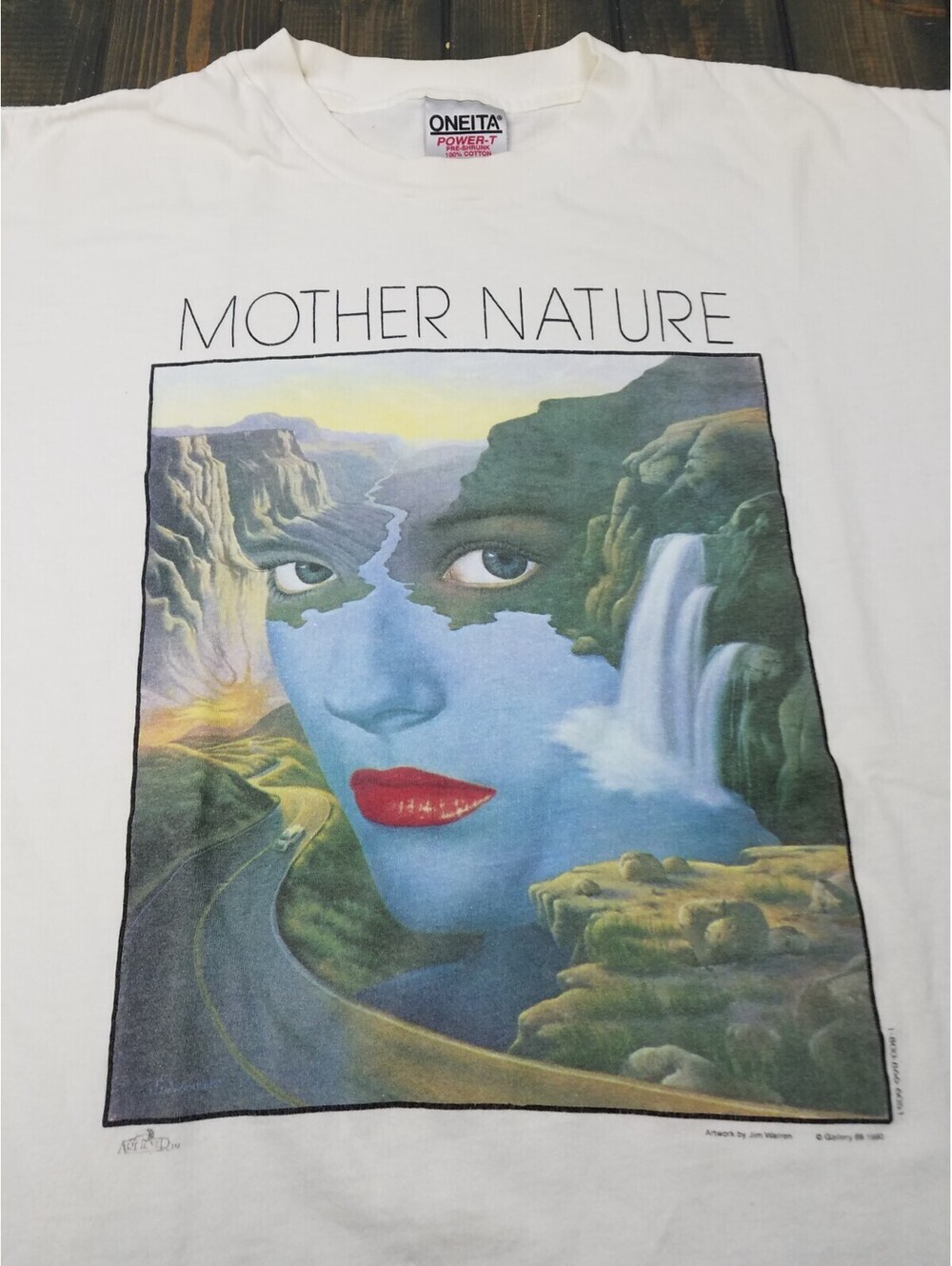 Vintage Mother Nature Jim Warren T-Shirt Size XL White Made in USA Single Stich